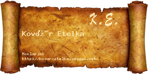 Kovár Etelka névjegykártya